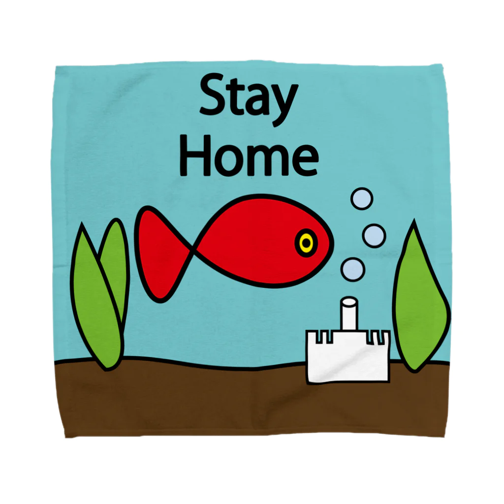 情報電波局のstay home タオルハンカチ