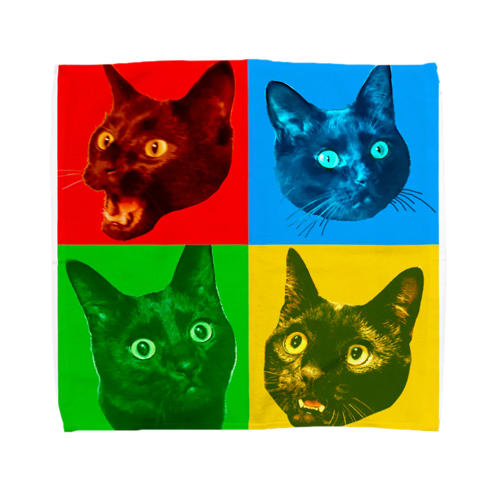 猫とやっし～ぃのアレコレの4色顔 Towel Handkerchief