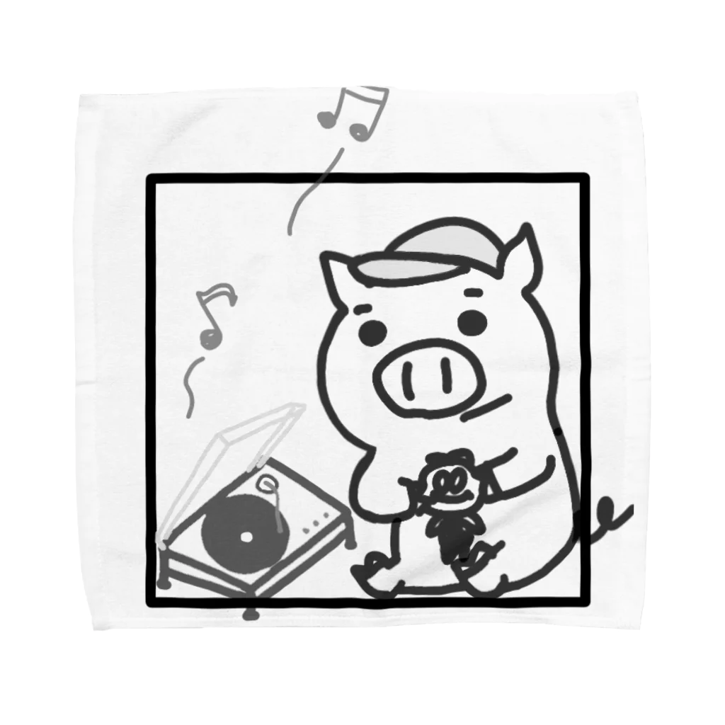 なりぶーのブタ公とレコード Towel Handkerchief