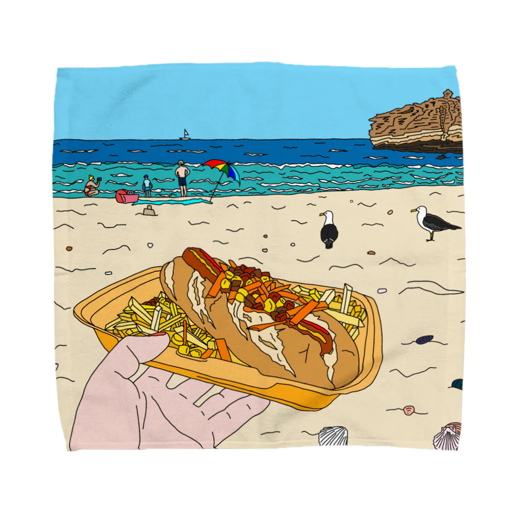 らぴの堂のHotdog on the Beach タオルハンカチ