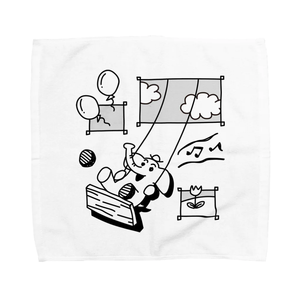 ことり屋のブランコに乗るゾウさん Towel Handkerchief