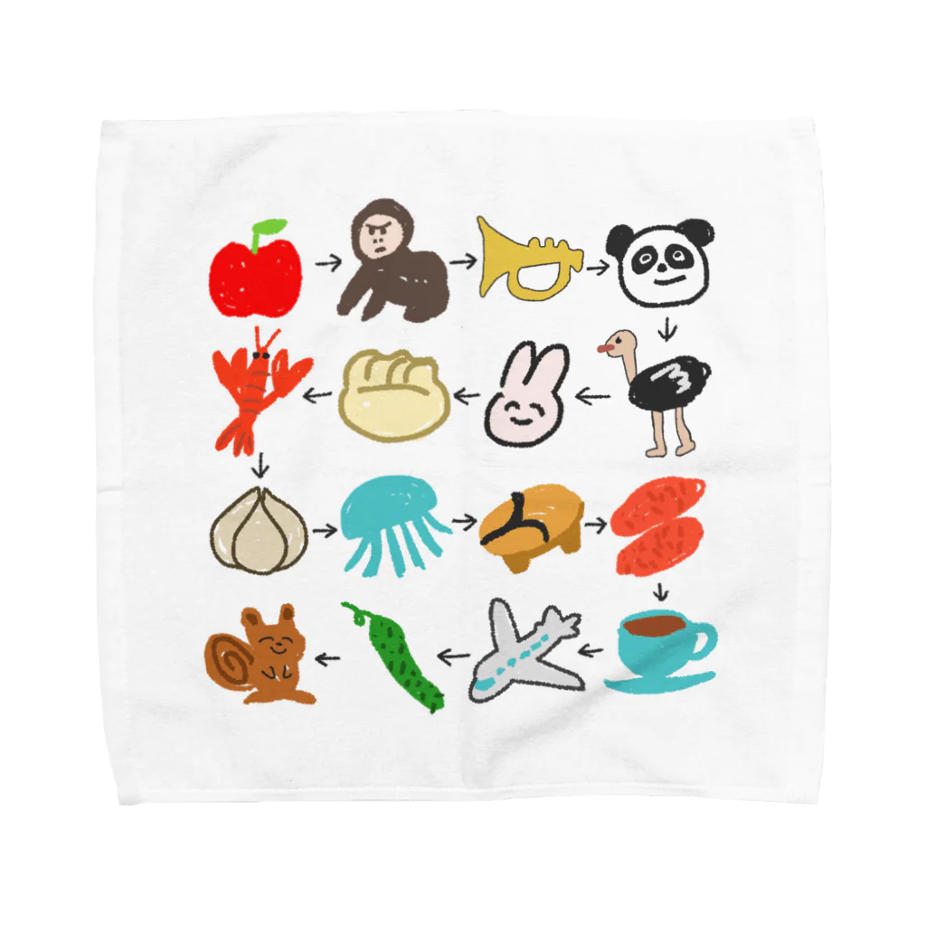 のぐちさきのゆるいしりとり(16コ) Towel Handkerchief