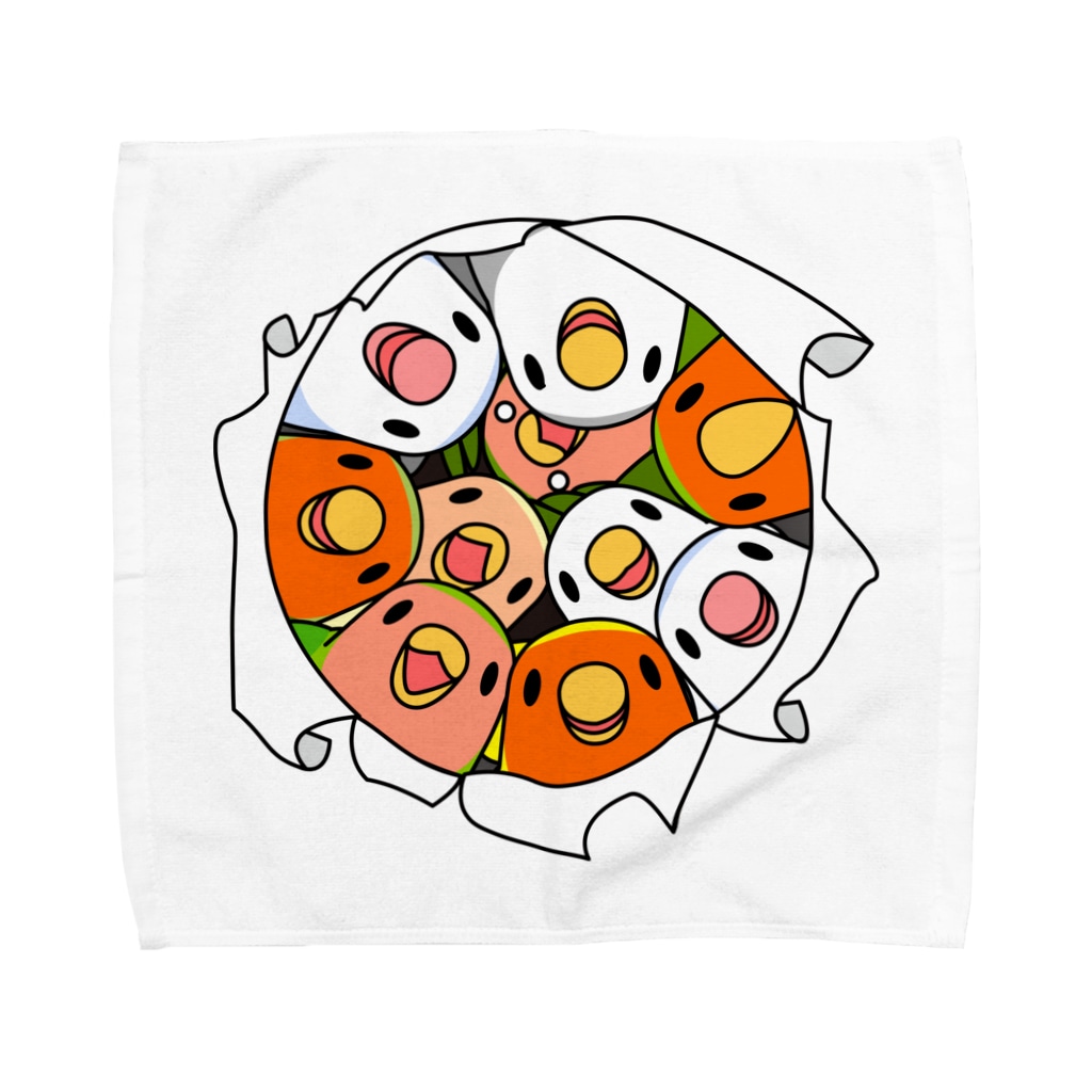 まめるりはことりの三密です！むちむちコザクラインコさん【まめるりはことり】 Towel Handkerchief