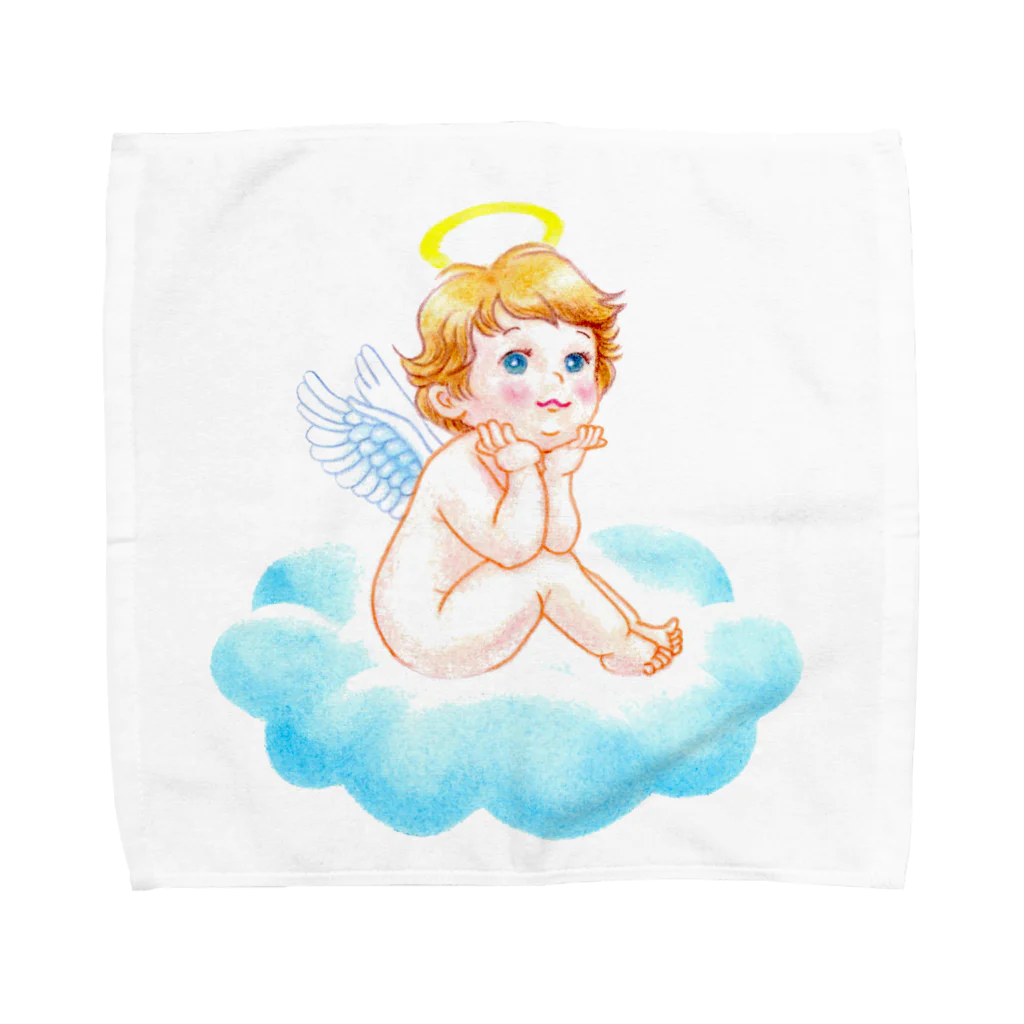 Angel channeling Art 天使のお部屋の夢見る子天使 タオルハンカチ