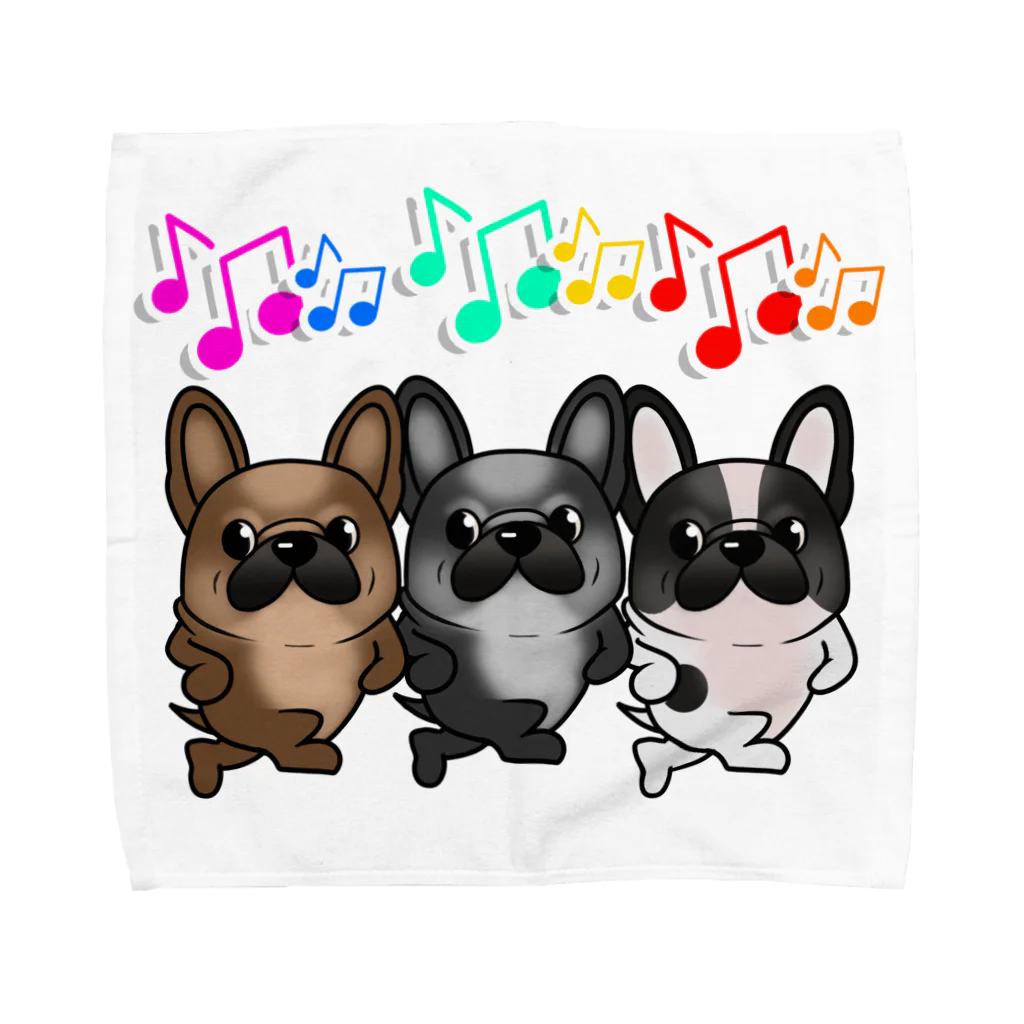 揺れるブヒ犬 Wiggly Pooch の踊るフレブル隊 Towel Handkerchief