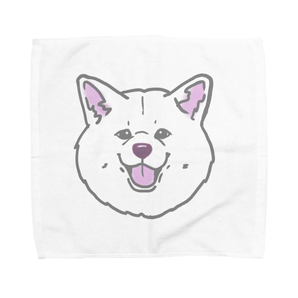 春風工房の秋田犬ハッピースマイル白毛 Towel Handkerchief