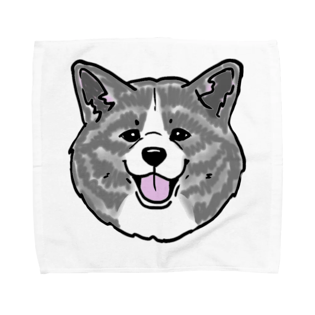 春風工房の秋田犬ハッピースマイル虎毛 Towel Handkerchief