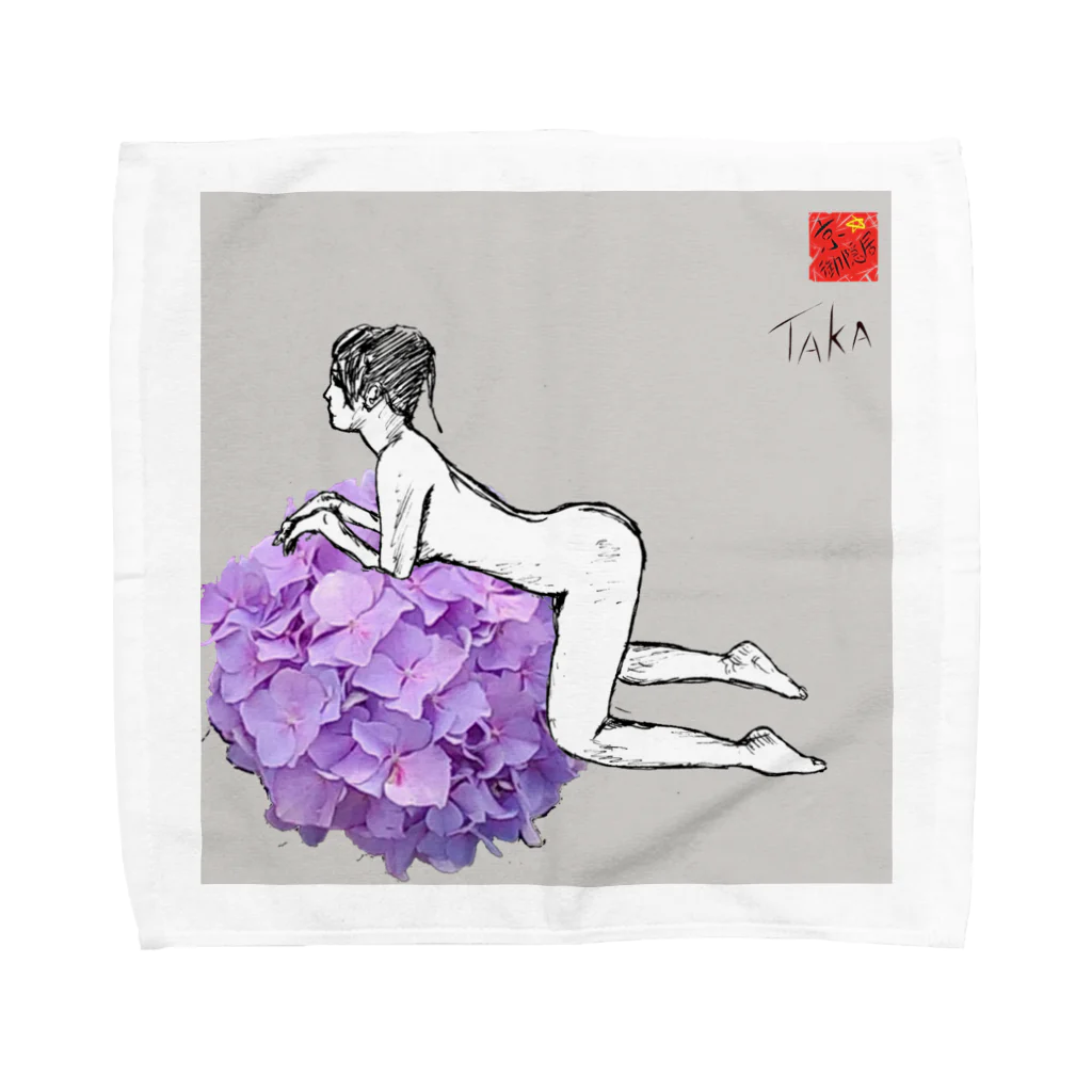 京都の魔雑貨堂の花・女1　FLOWER・WOMAN1 Towel Handkerchief