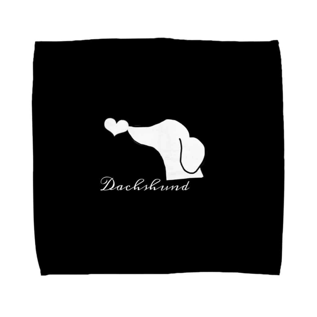 Happy dogsのDachshund　Black Towel Handkerchief