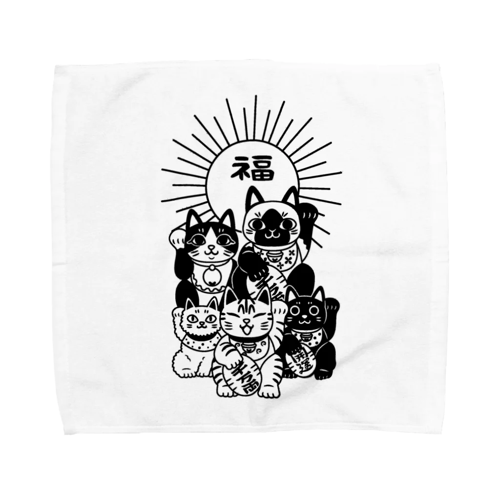 袋小路K♨️の幸せ招き猫 Towel Handkerchief