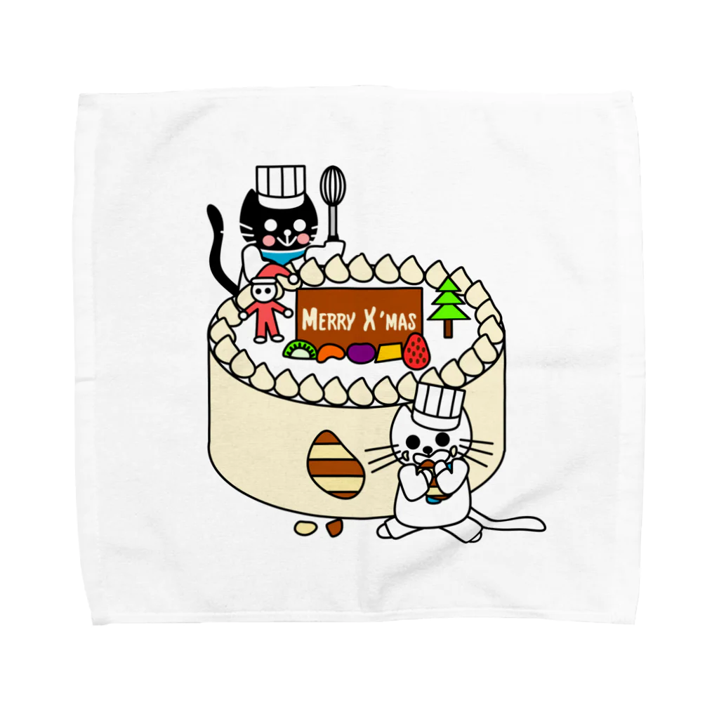 J's Mart 2ndのたまとクロとクリスマスケーキ Towel Handkerchief