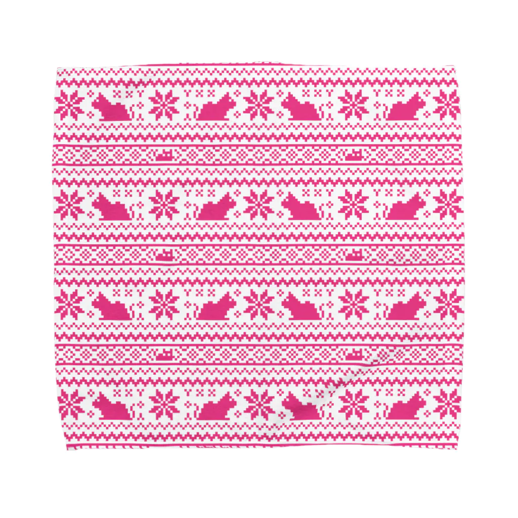 【ドット絵】ネコブレ商店のネコノルディックPink Towel Handkerchief