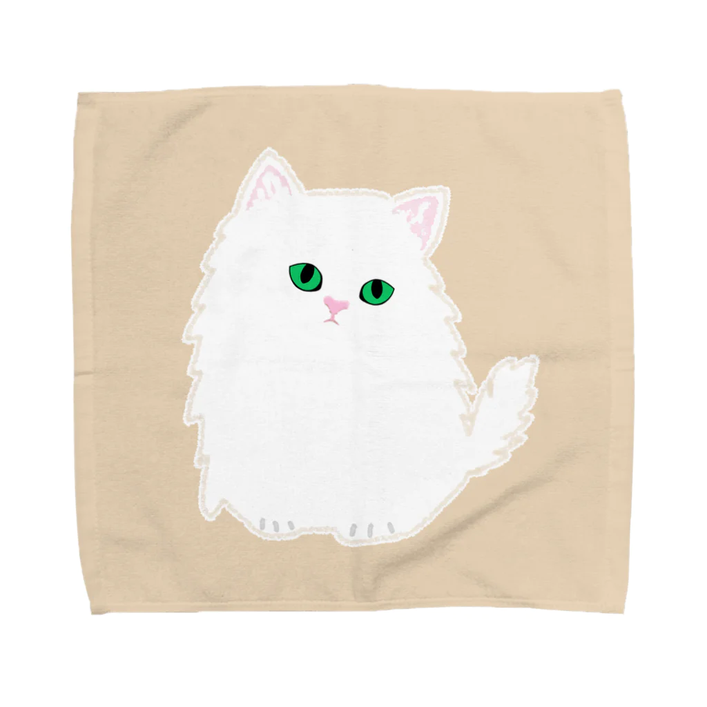 LiLuRaの真っ白ふあふあ仔猫(グリーンアイ) Towel Handkerchief