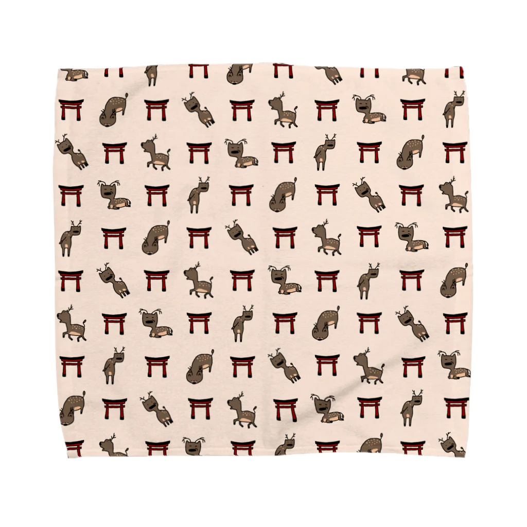 ゆるいイラストのアイテム - イラストレーターハセガワの鹿と鳥居 Towel Handkerchief