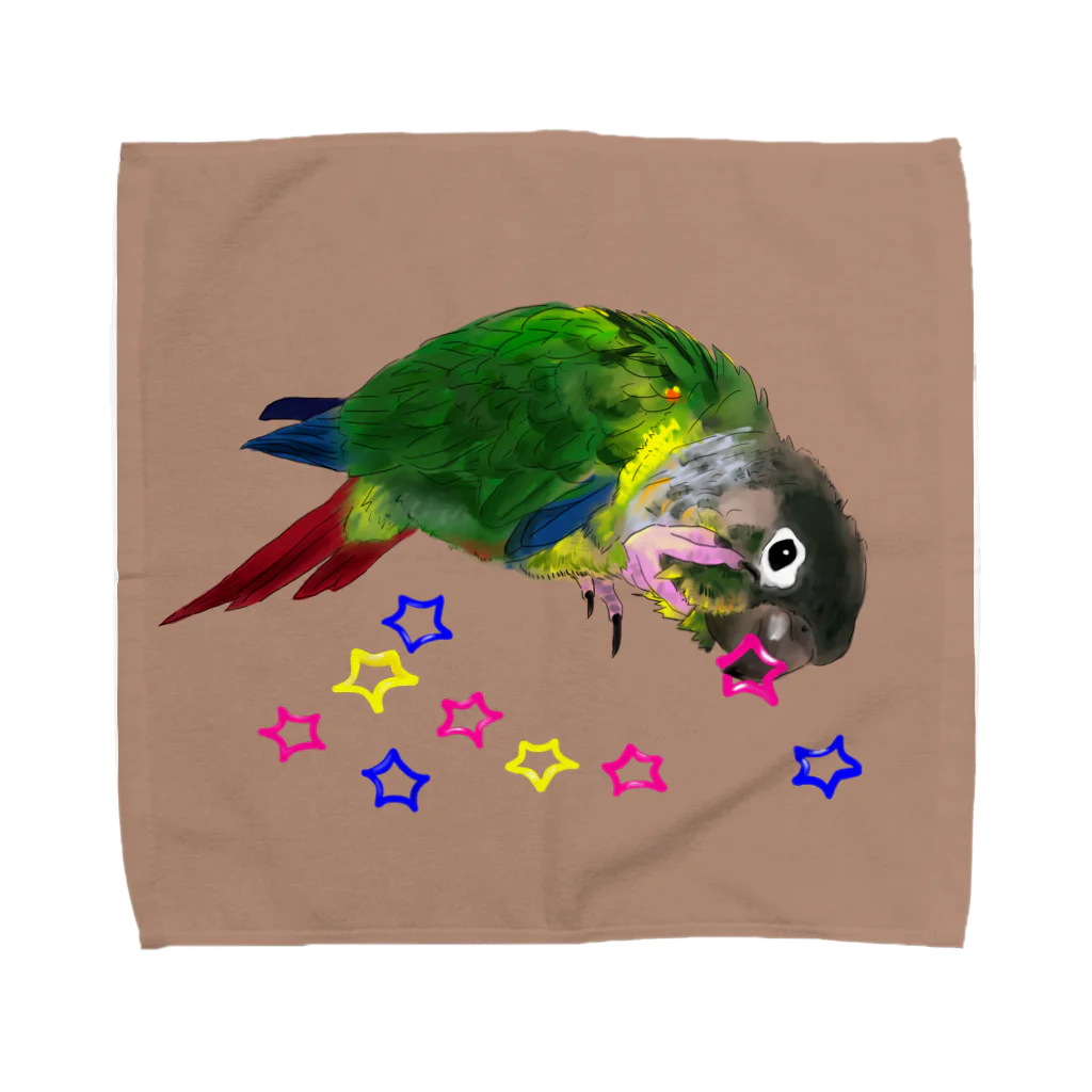 アキクサインコとウロコインコのウロコインコと☆【背景あり】 Towel Handkerchief