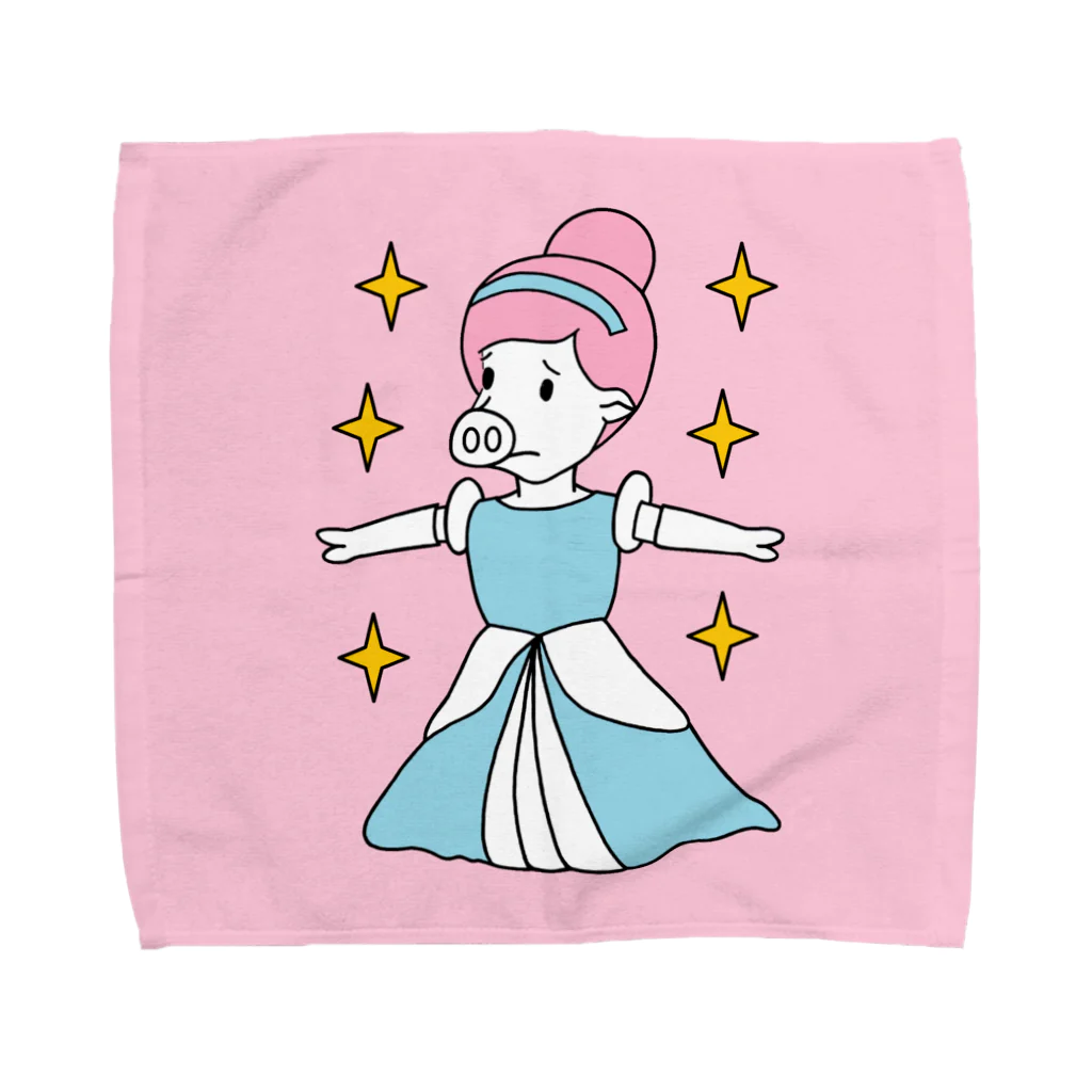 豚人イラストのパンダ武島のブタデレラ（ハンカチ版） Towel Handkerchief
