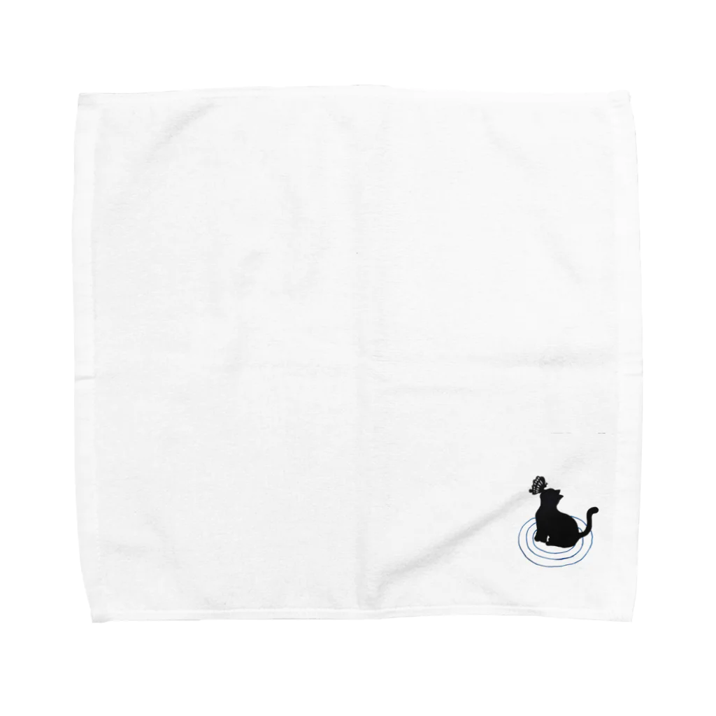 和柄アニマル💕の猫と蝶々 Towel Handkerchief