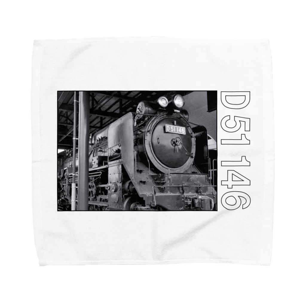 ヴィンテージ鉄道写真グッズの店のテンダー式蒸気機関車 D51146 （モノクロフォト） Towel Handkerchief