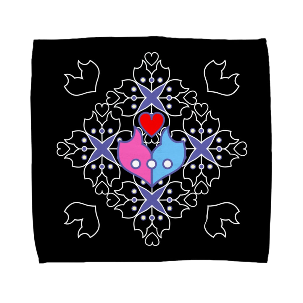 ERIKOERIN ART SHOPの「浪漫花」-ROMANKA-／タオルハンカチ（ブラック） Towel Handkerchief