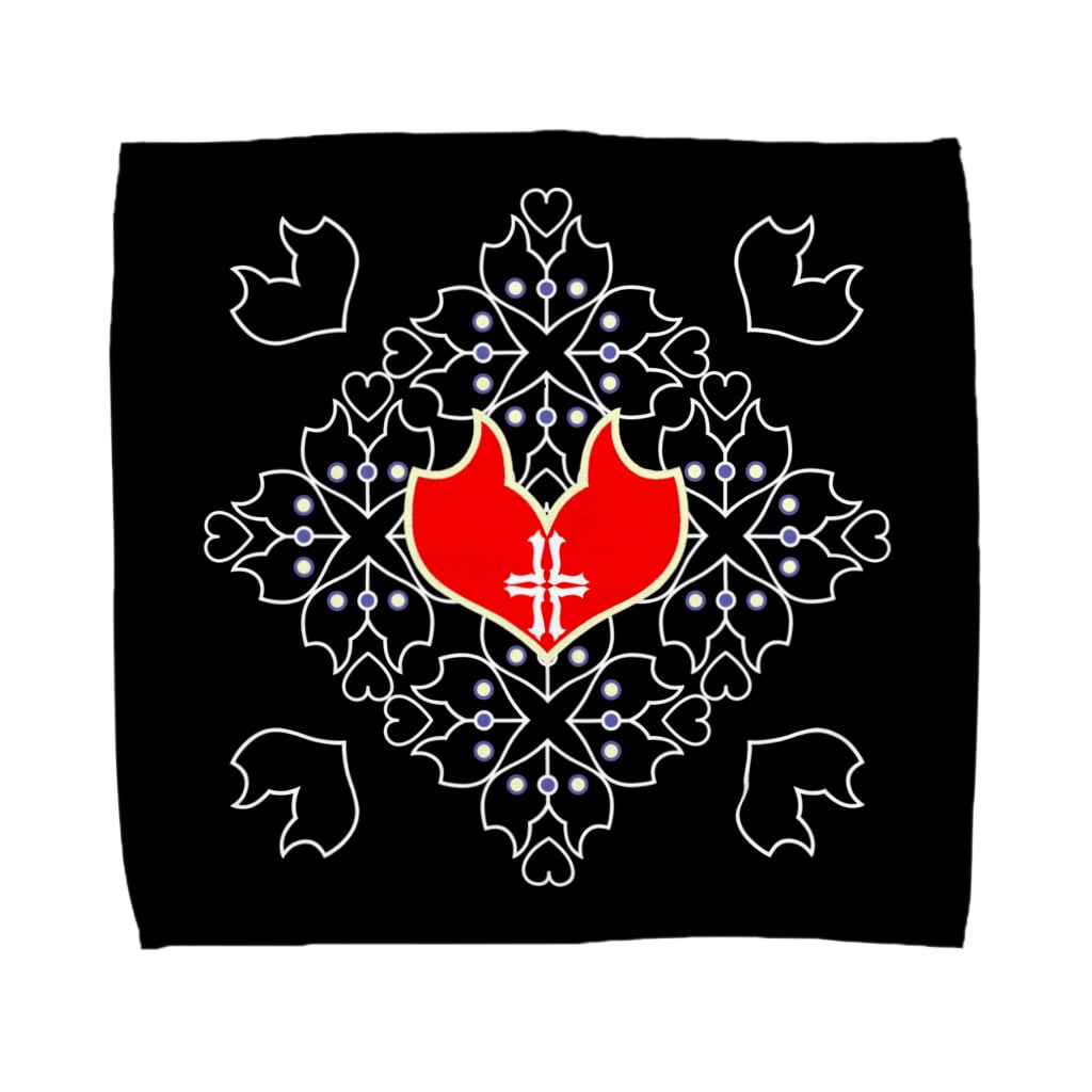 ERIKOERIN ART SHOPの「浪漫花」-QUEEN-／タオルハンカチ（ブラック） Towel Handkerchief