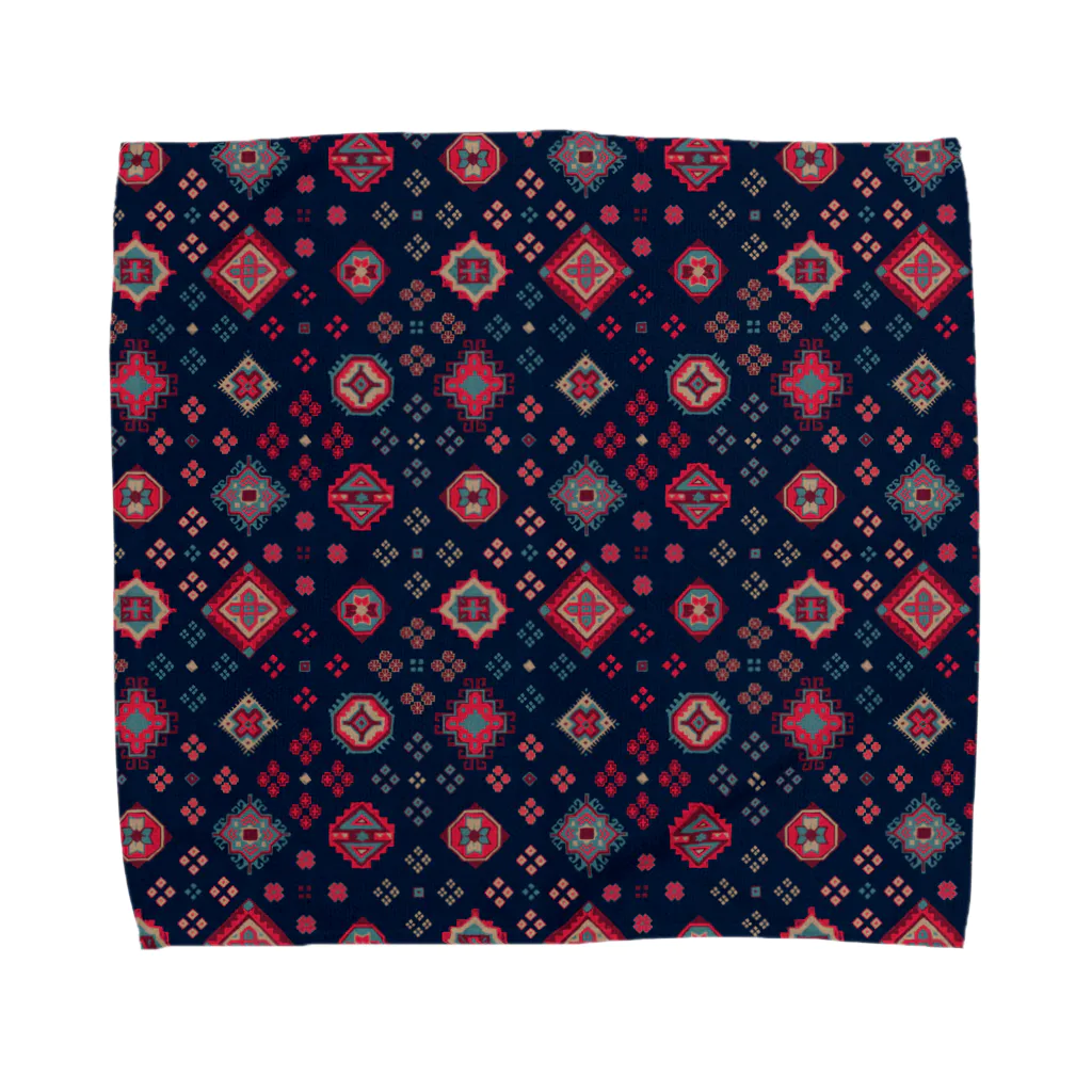 IZANAMI by Akane Yabushitaのコーカサス絨毯・グリッド（インディゴ） Towel Handkerchief