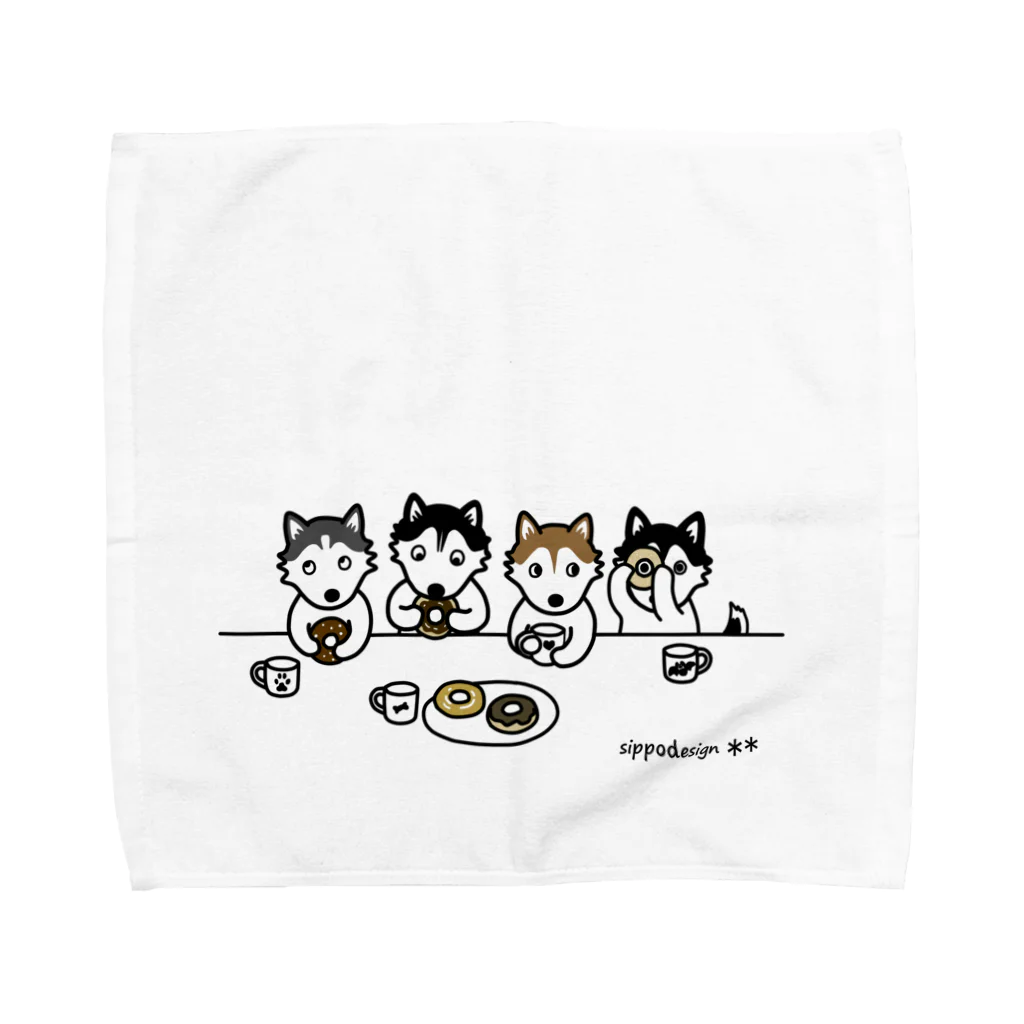 sippodesignのハスキー＠おやつタイムＢ Towel Handkerchief