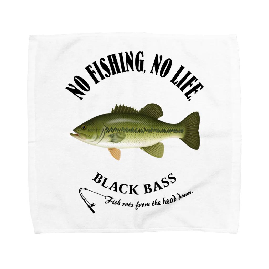 猫と釣り人のBLACK BASS_EB_2CW Towel Handkerchief