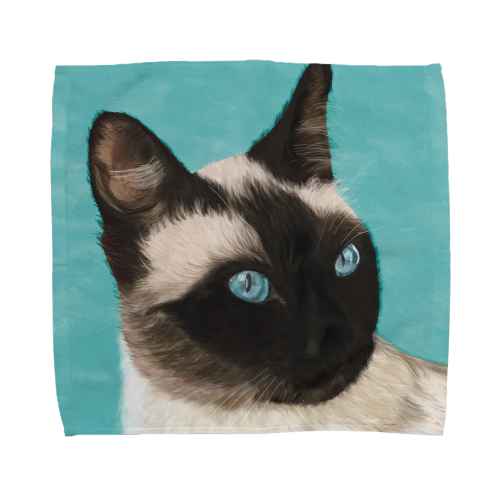 nanpeのアクアマリンの瞳のシャム猫 Towel Handkerchief