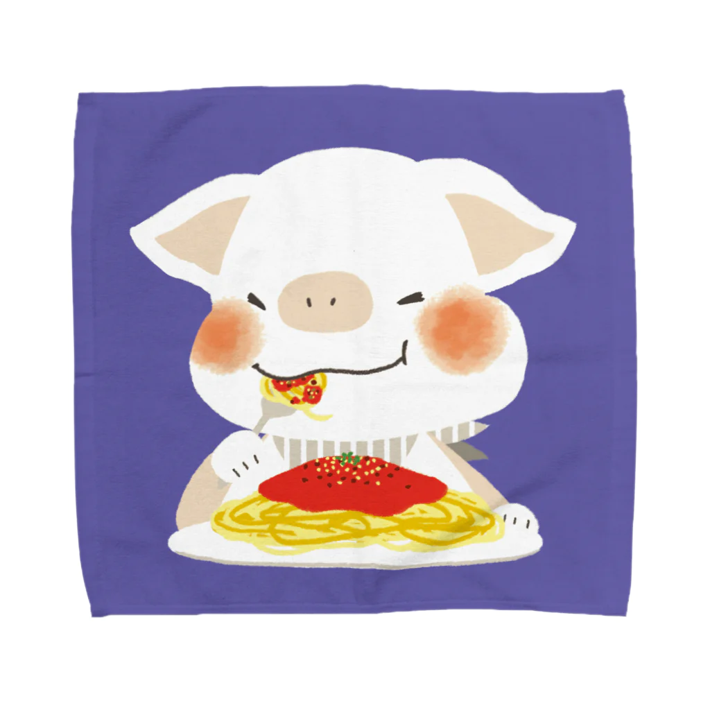 mogmogの子ぶたくんと完熟トマトのスパゲティ Towel Handkerchief