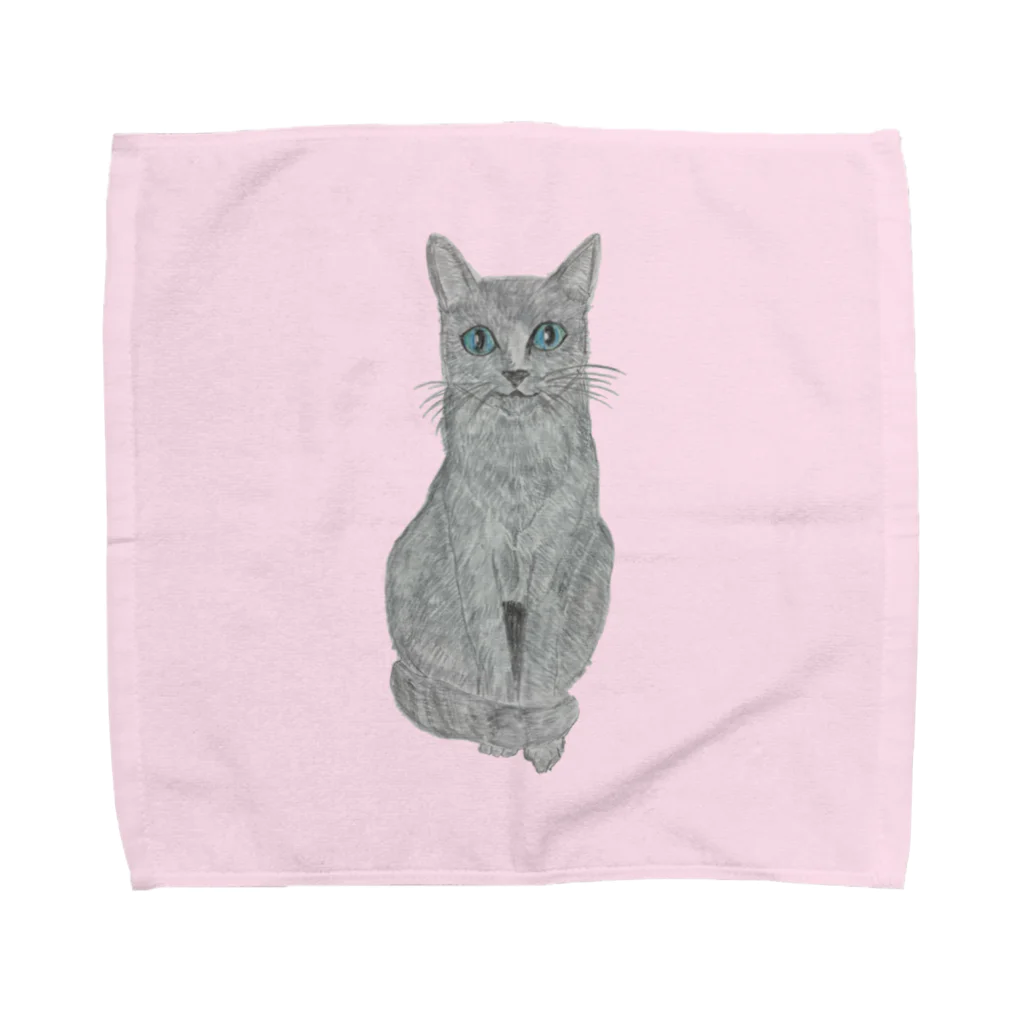 Coshi-Mild-Wildのロシアンブルー_4だぞッ😻 Towel Handkerchief