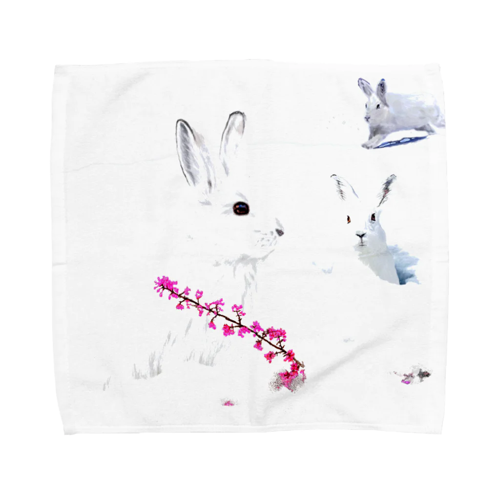 AngelRabbitsの雪山のうさぎ Towel Handkerchief