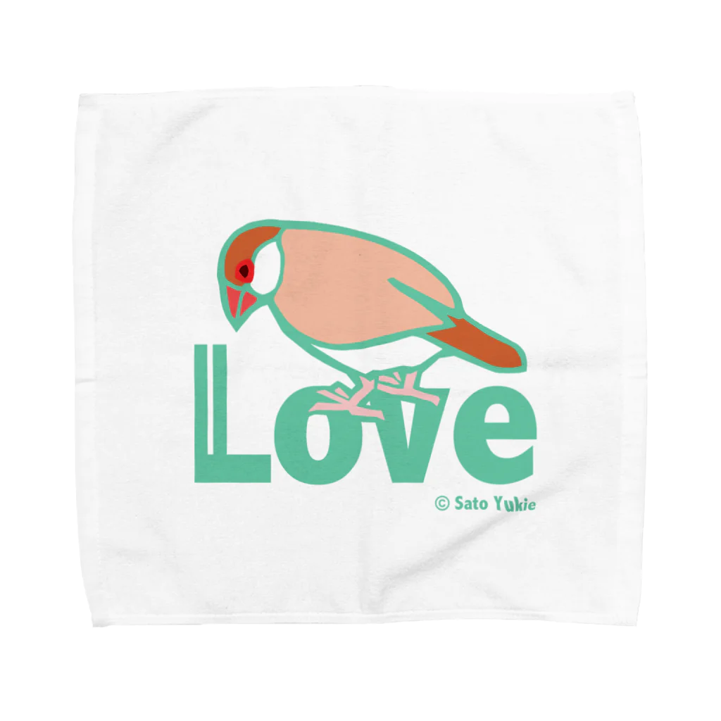 サトウユキエのシナモン文鳥・love Towel Handkerchief