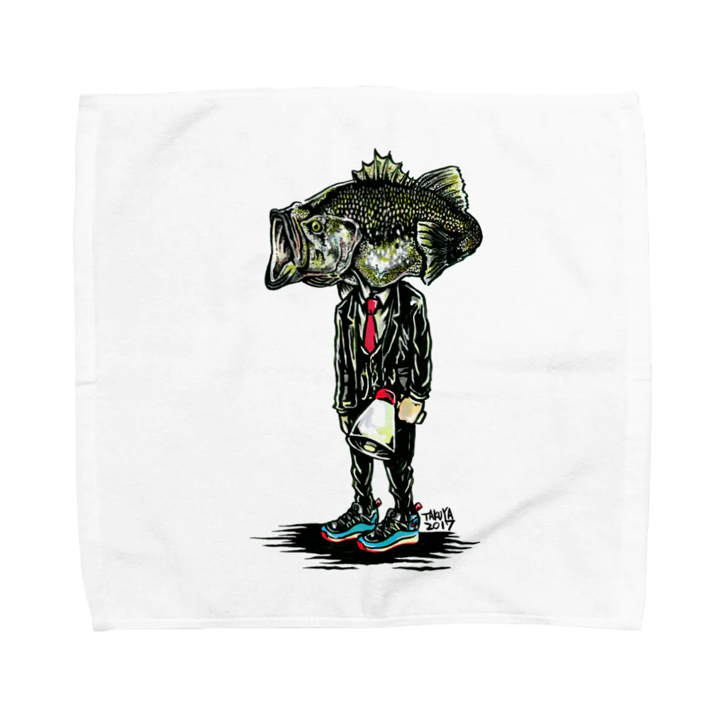 No.347のブラックバス Towel Handkerchief