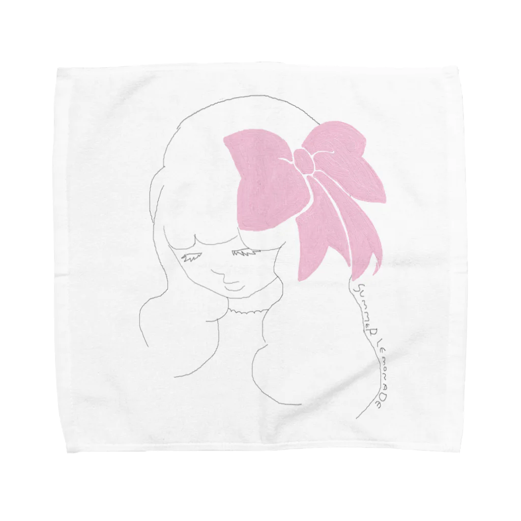 レモンスカッシュの泡のピンクのリボンの子 Towel Handkerchief