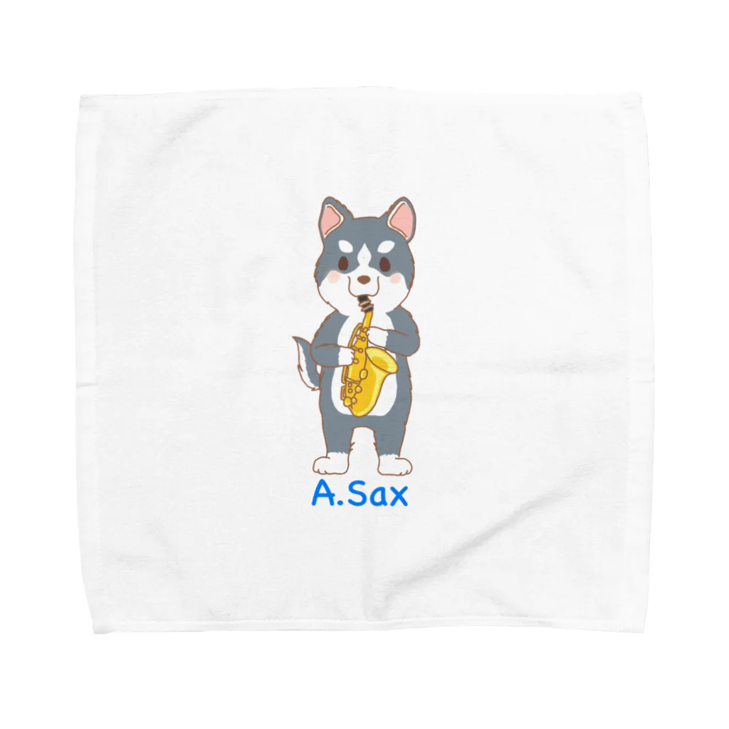 きくぞう工房の吹奏楽わんこ♪ ハスキー×アルトサックス Towel Handkerchief