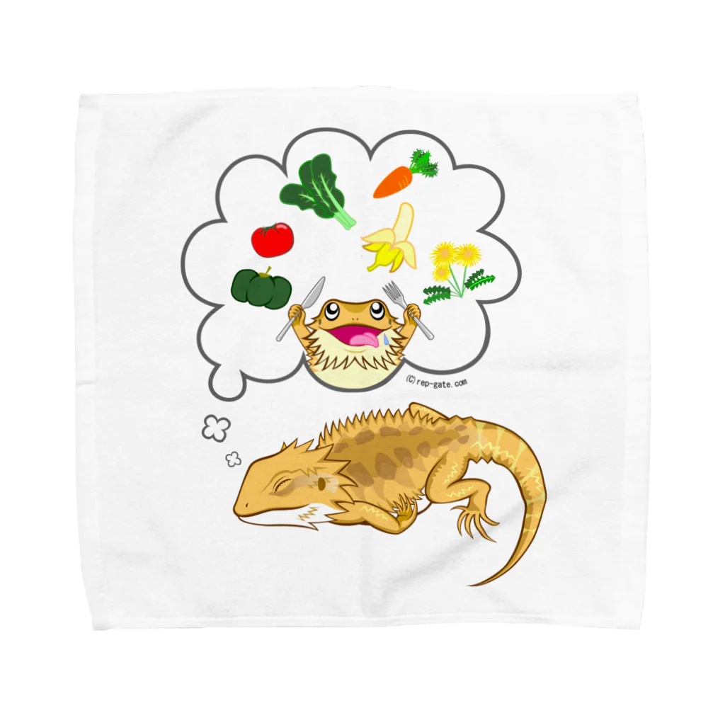 もむのふの爬虫類グッズやさんの夢見るフトアゴちゃんミニタオル（L） Towel Handkerchief