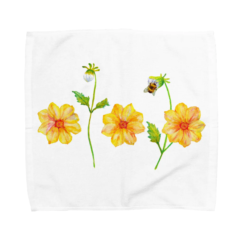 HosoMitsu-painterの黄色いダリア Towel Handkerchief