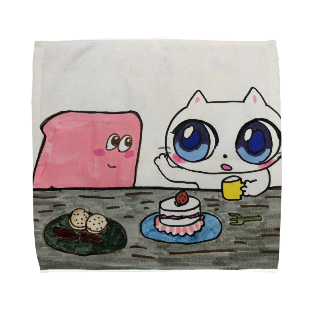 おやこのクロッキーのしろちゃんとふわりさん Towel Handkerchief