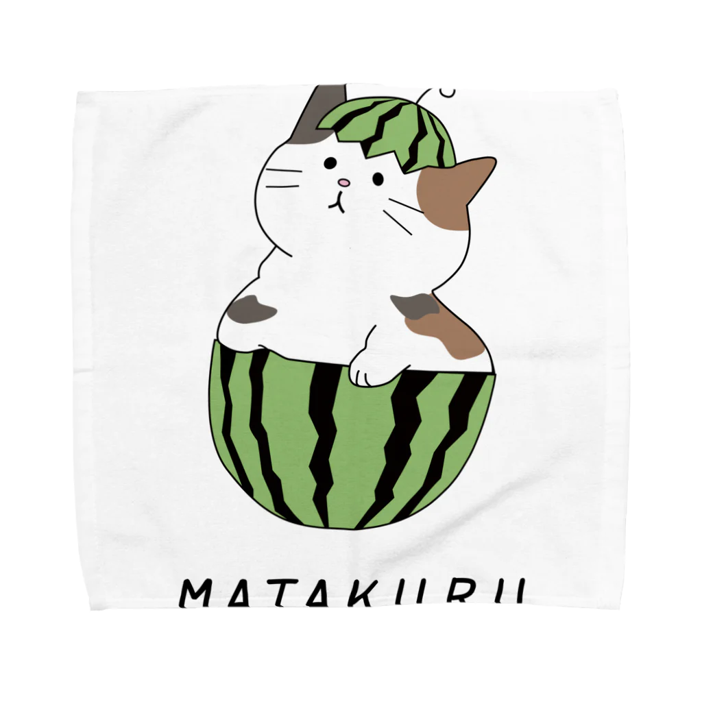 スイカとにゃんこのまたくるshopのにゃんこスイカ Towel Handkerchief