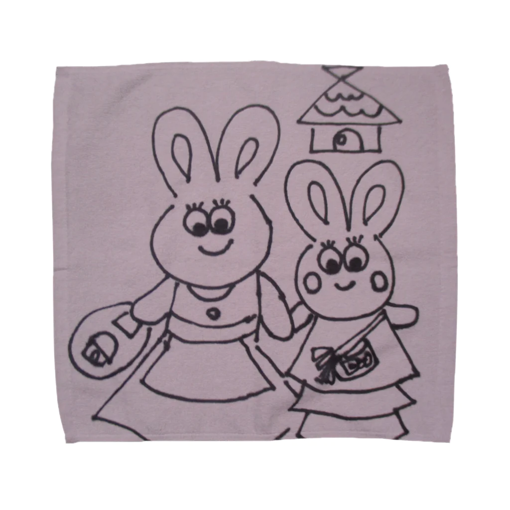 nikonikopageのうさぎの親子のお出かけ Towel Handkerchief