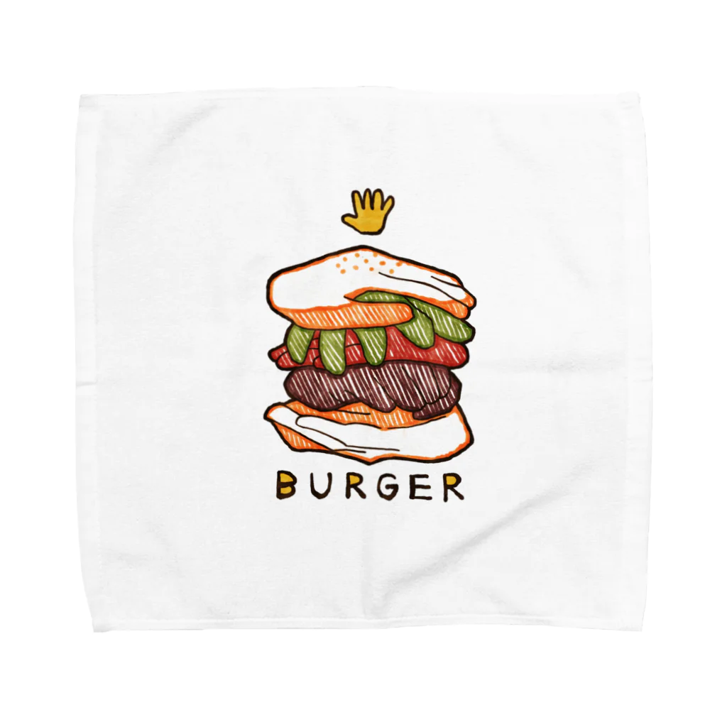 紅白饅頭の手デザイン・BURGER Towel Handkerchief