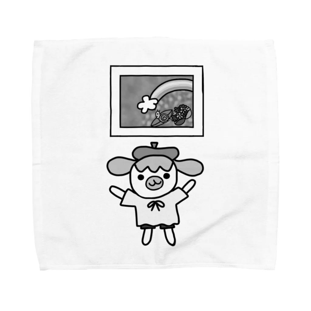 usa100のモノクロ　虹と紫陽花とかしこい君 Towel Handkerchief