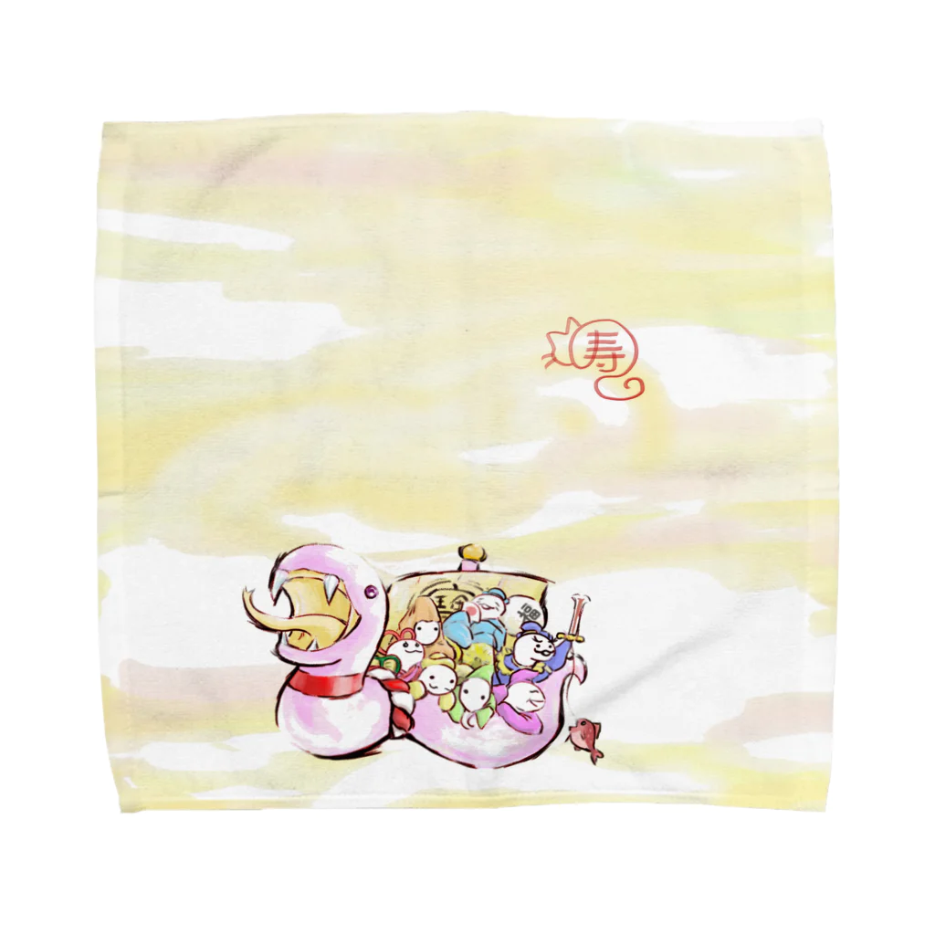 藤岡良平の白蛇七福神 Towel Handkerchief