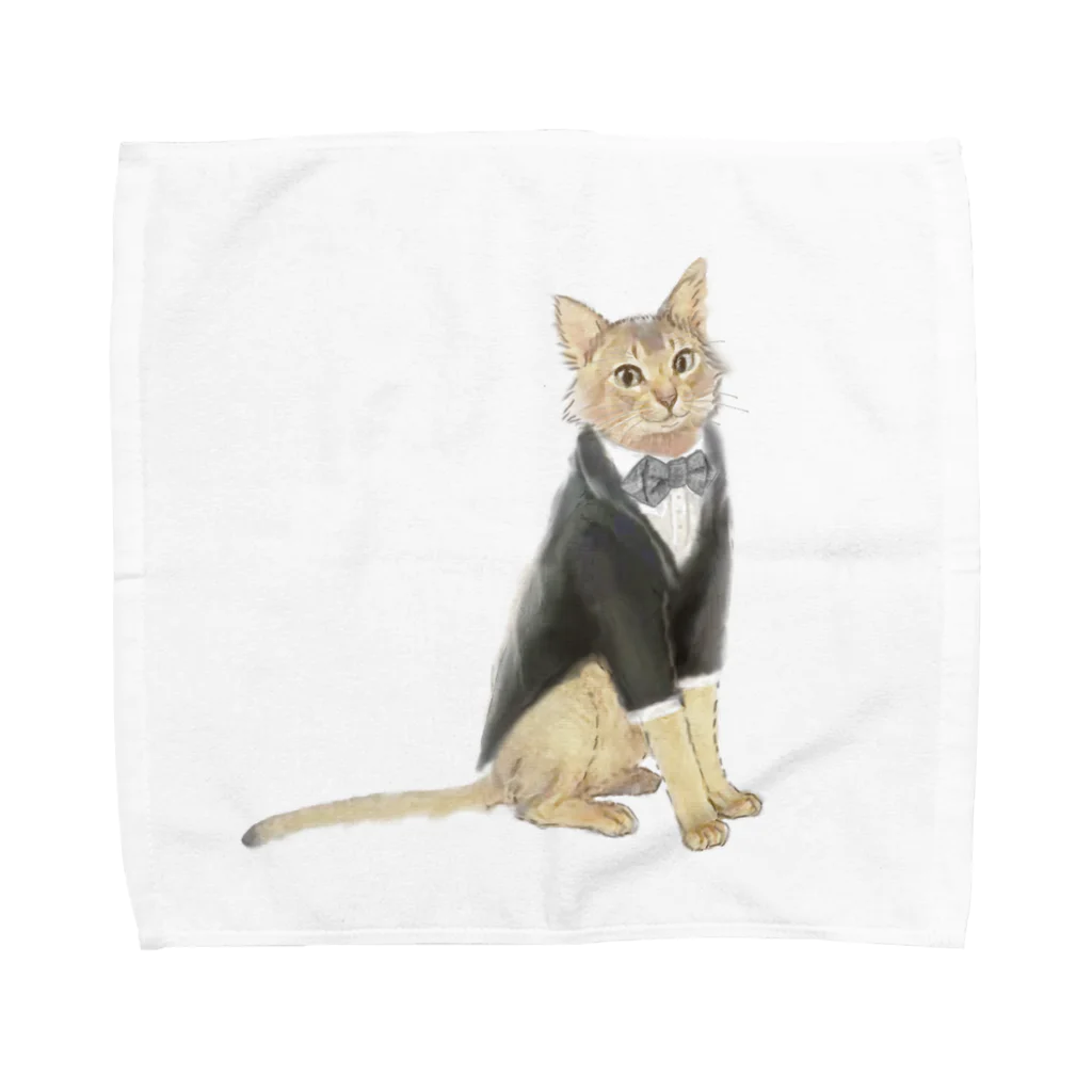 似顔絵婚姻届/スマホDIY婚姻届~ai.create~の無料婚姻届♡お揃い新郎猫VER. Towel Handkerchief