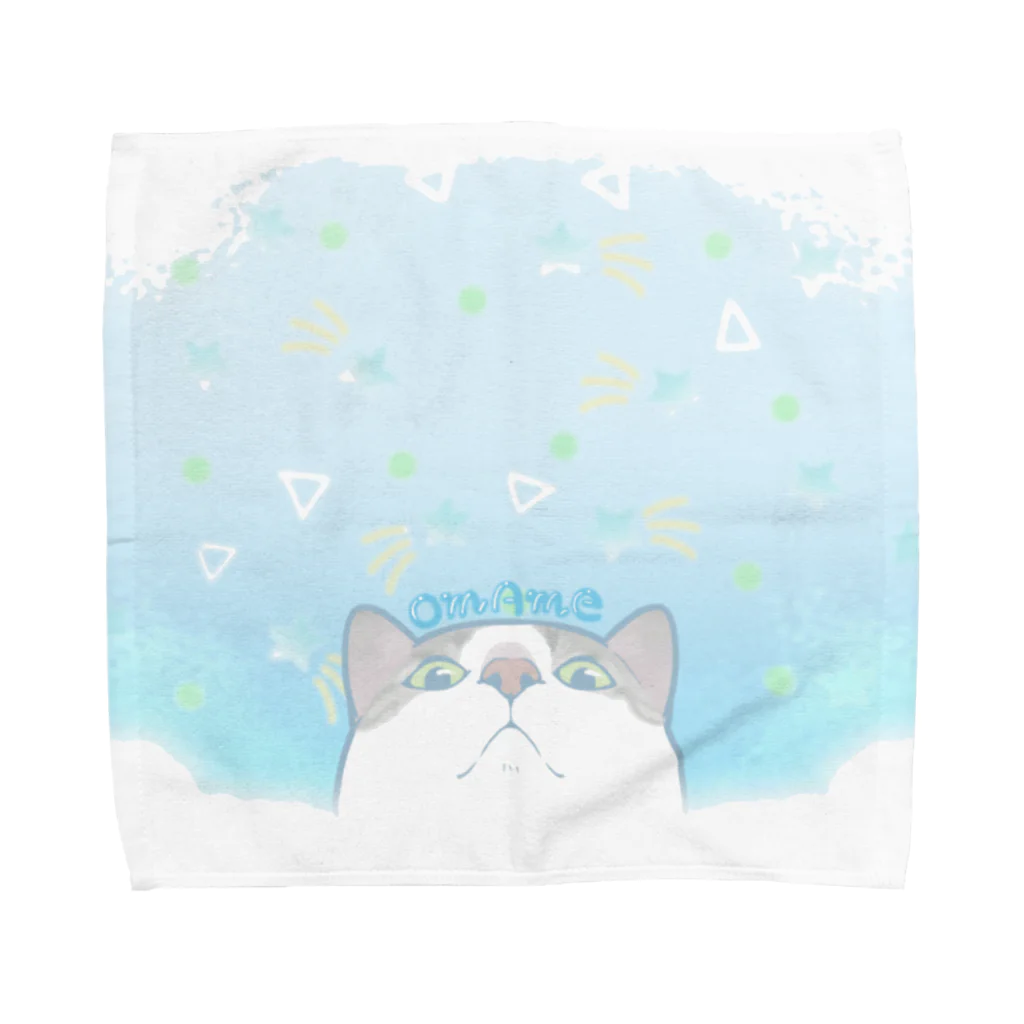 そらまめ@猫LINEｽﾀﾝﾌﾟ/着せかえのブルーソーダ☆おまめ Towel Handkerchief