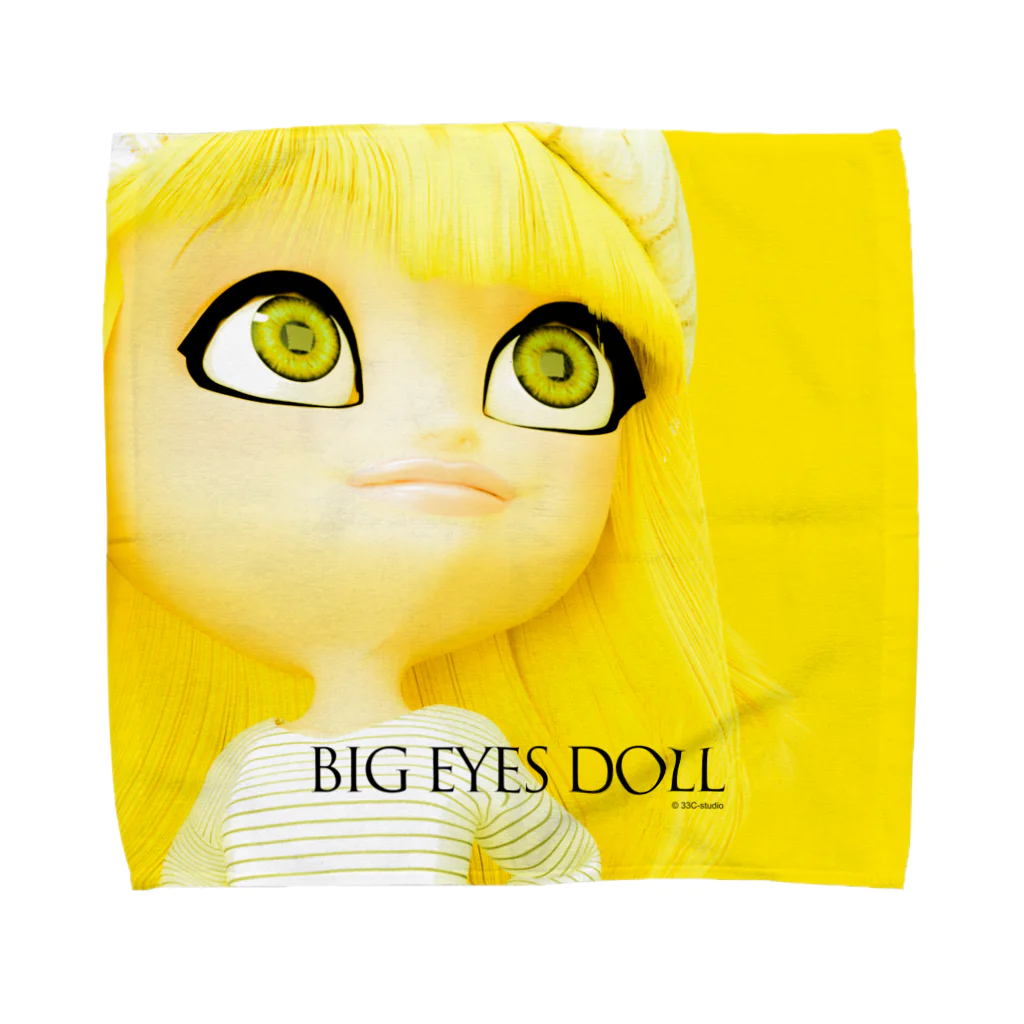 chihiro.meのBIG EYES DOLL yellow Towel Handkerchief