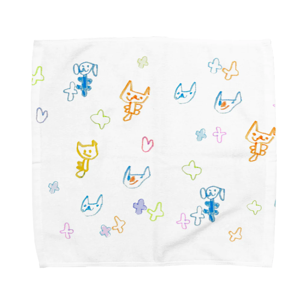 しろくまとツバメʕ•ᴥ•ʔ の５歳児いぬねこ Towel Handkerchief
