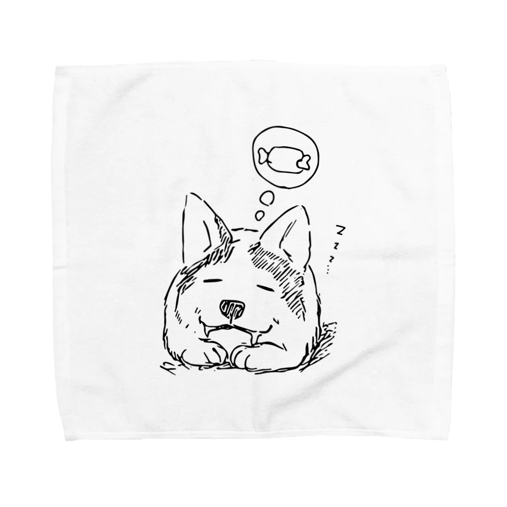 ムシコ・アニマルズ Musico Animalsのスリーピングコーギー Towel Handkerchief