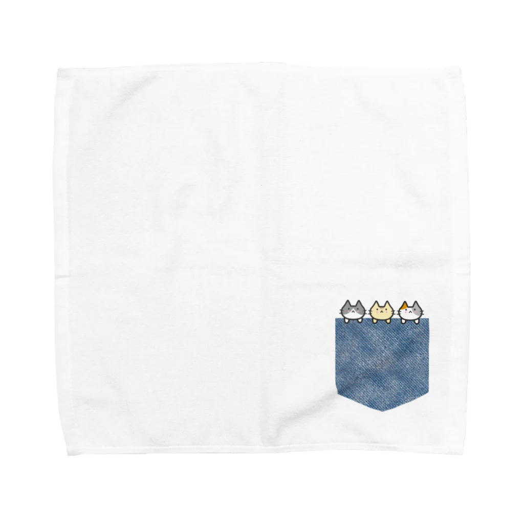 めいぷるのひょっこり小さめポケットにゃ(デニム) Towel Handkerchief