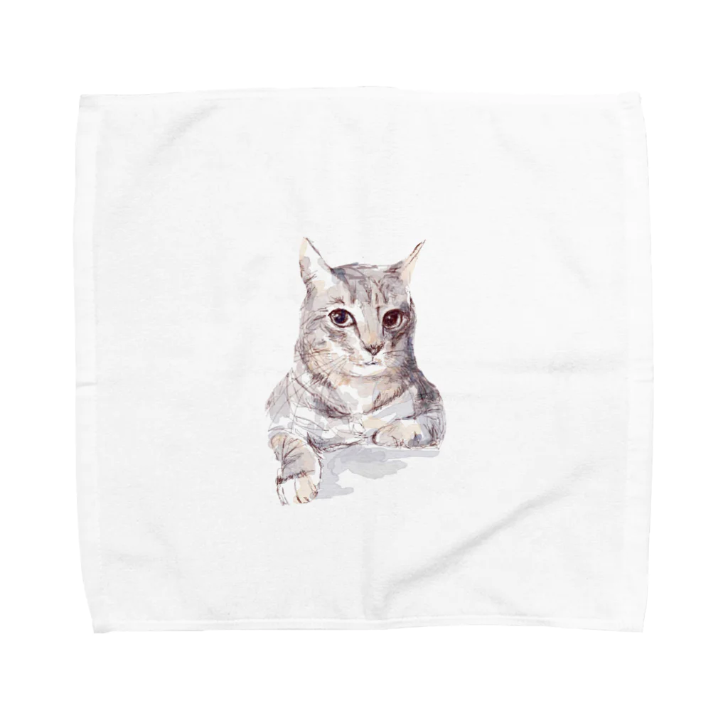 百合の筆のそんなにみつめないで！ドキドキしちゃうから♪かわいい猫のイラスト Towel Handkerchief